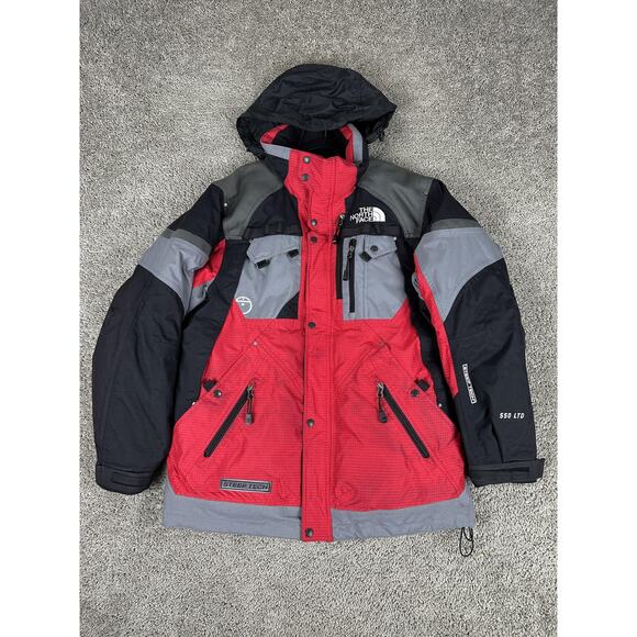 North Face Steep Tech Jacket Mens Medium 550 LTD Goose Down Red Black F07 AR4D - Picture 1 of 16